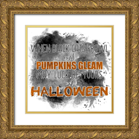 When Black Cats Prowl Gold Ornate Wood Framed Art Print with Double Matting by Kimberly, Allen