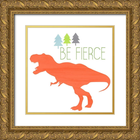 Dino Brave 3 Gold Ornate Wood Framed Art Print with Double Matting by Kimberly, Allen