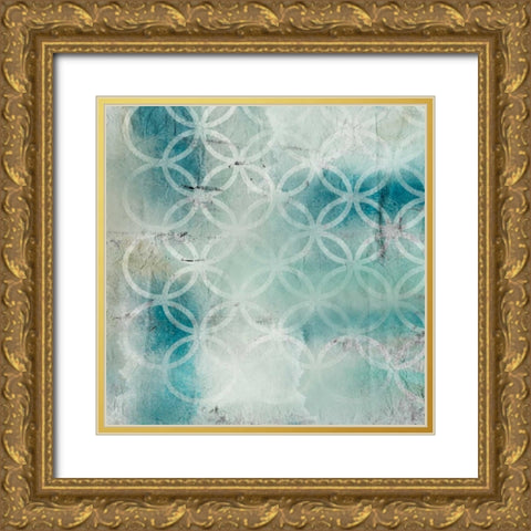 Teal Geo 1 Gold Ornate Wood Framed Art Print with Double Matting by Allen, Kimberly