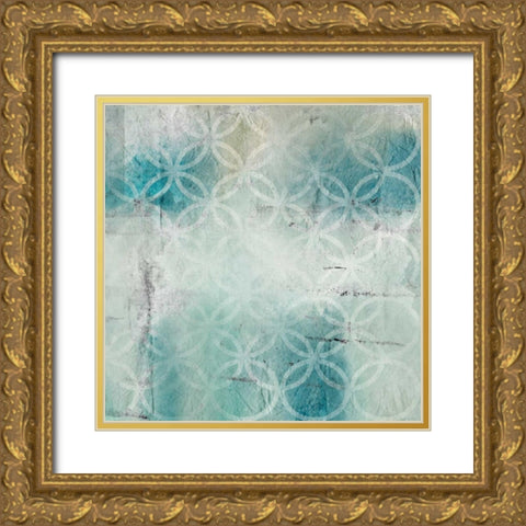 Teal Geo 2 Gold Ornate Wood Framed Art Print with Double Matting by Allen, Kimberly