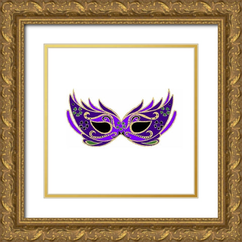 Mardi Gras 2 Gold Ornate Wood Framed Art Print with Double Matting by Kimberly, Allen