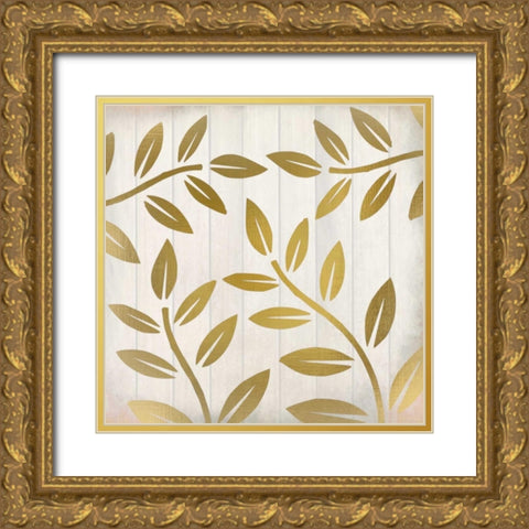 Golden Ferns 2 Gold Ornate Wood Framed Art Print with Double Matting by Allen, Kimberly