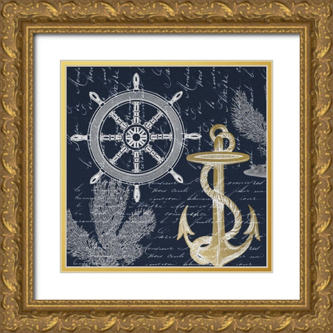 Sea Letters 2 Gold Ornate Wood Framed Art Print with Double Matting by Kimberly, Allen