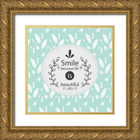 Smile Because Gold Ornate Wood Framed Art Print with Double Matting by Allen, Kimberly
