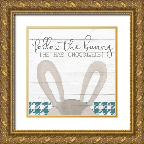Follow the Bunny Gold Ornate Wood Framed Art Print with Double Matting by Kimberly, Allen