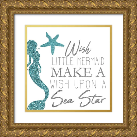 Mermaid Dreams 3 Silver Gold Ornate Wood Framed Art Print with Double Matting by Kimberly, Allen
