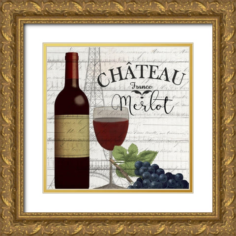 Vino Paris 1 Gold Ornate Wood Framed Art Print with Double Matting by Kimberly, Allen