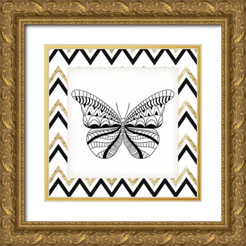 Zig Zag Butterfly 2 Gold Ornate Wood Framed Art Print with Double Matting by Allen, Kimberly