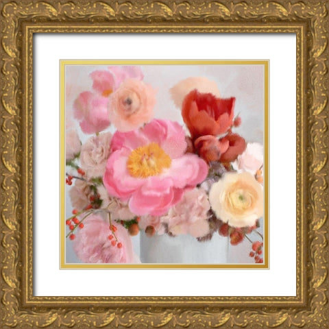 Summer Bouquet Gold Ornate Wood Framed Art Print with Double Matting by Kimberly, Allen