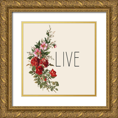 Live Laugh Love 3 Gold Ornate Wood Framed Art Print with Double Matting by Kimberly, Allen
