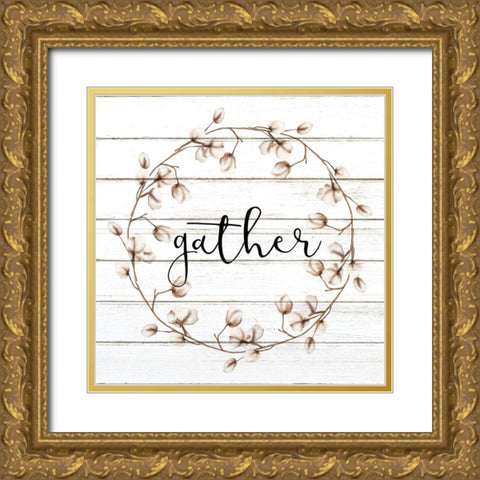 Cotton Gather 3 Gold Ornate Wood Framed Art Print with Double Matting by Kimberly, Allen
