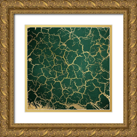 Peacock Hues 1 Gold Ornate Wood Framed Art Print with Double Matting by Kimberly, Allen