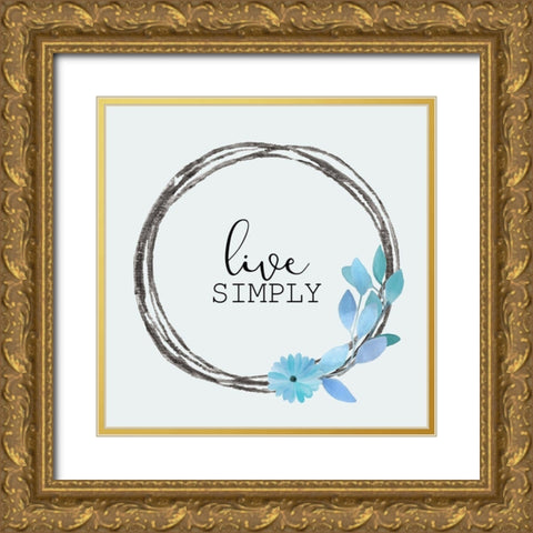 Blue Hues 5 Gold Ornate Wood Framed Art Print with Double Matting by Kimberly, Allen
