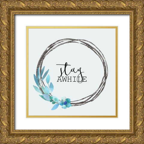 Blue Hues 6 Gold Ornate Wood Framed Art Print with Double Matting by Kimberly, Allen