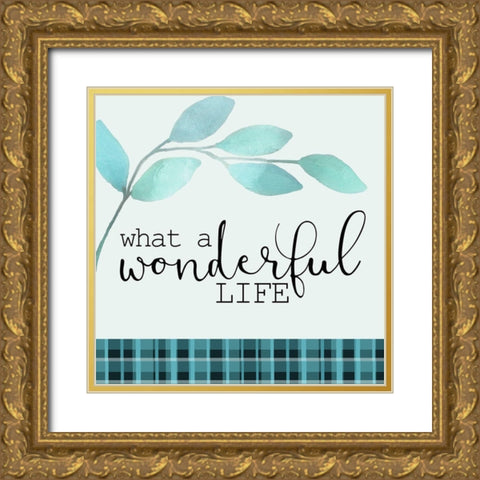 Blue Hues 8 Gold Ornate Wood Framed Art Print with Double Matting by Kimberly, Allen
