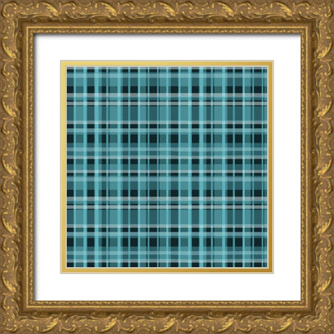Blue Hues Pattern Gold Ornate Wood Framed Art Print with Double Matting by Kimberly, Allen