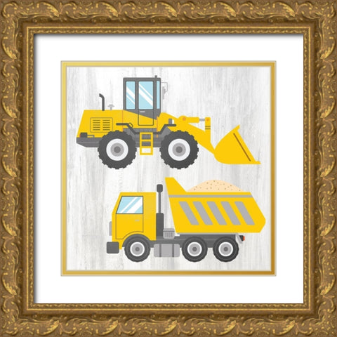 Tractor and Trucks 1 v2 Gold Ornate Wood Framed Art Print with Double Matting by Kimberly, Allen
