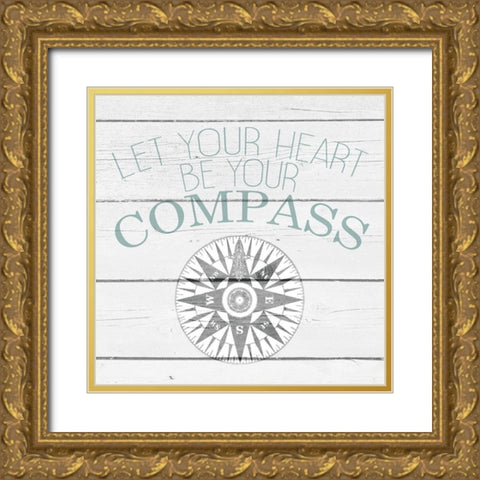 Your Compass and Anchor 2 Gold Ornate Wood Framed Art Print with Double Matting by Kimberly, Allen