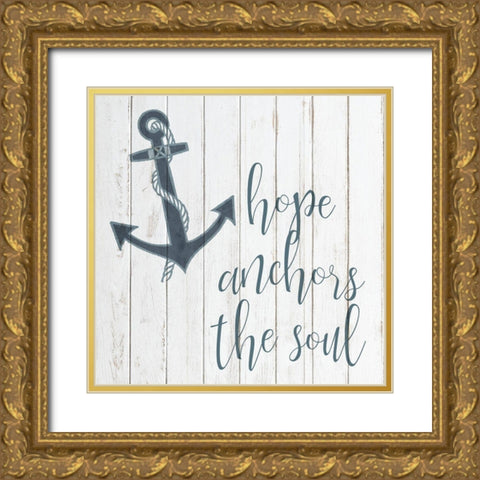 Anchor Lighthouse 1 Gold Ornate Wood Framed Art Print with Double Matting by Kimberly, Allen
