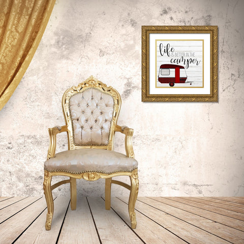 Happy Camper 1 Gold Ornate Wood Framed Art Print with Double Matting by Kimberly, Allen