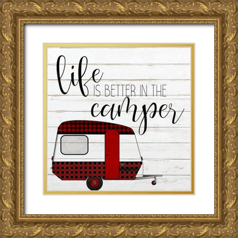 Happy Camper 1 Gold Ornate Wood Framed Art Print with Double Matting by Kimberly, Allen