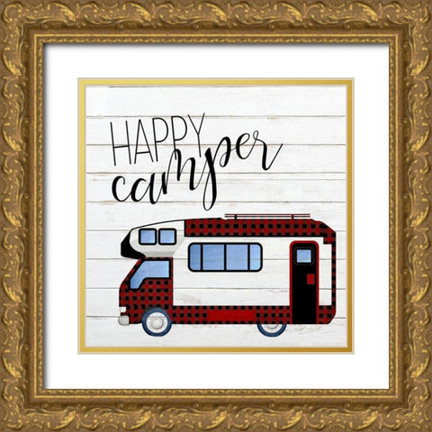Happy Camper 2 Gold Ornate Wood Framed Art Print with Double Matting by Kimberly, Allen