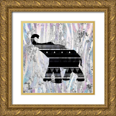 Safari Silhouette 1 Gold Ornate Wood Framed Art Print with Double Matting by Allen, Kimberly