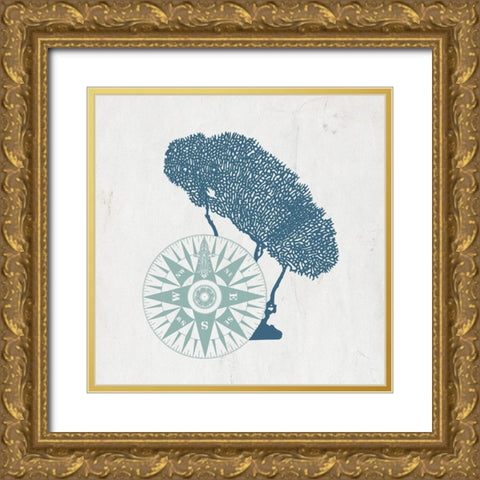 Sea Blues 3 Gold Ornate Wood Framed Art Print with Double Matting by Kimberly, Allen
