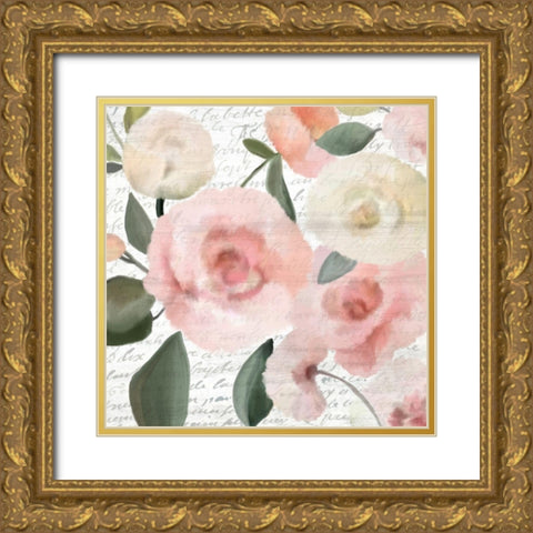 Pink Square 1 Gold Ornate Wood Framed Art Print with Double Matting by Kimberly, Allen