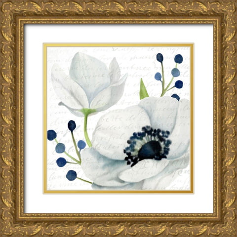 Anemone Square 2 Gold Ornate Wood Framed Art Print with Double Matting by Kimberly, Allen