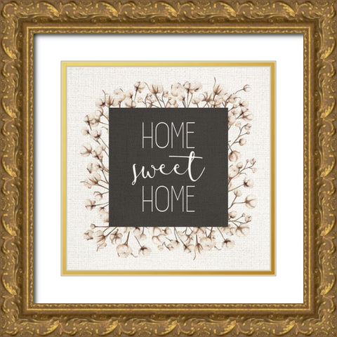Home Sweet Home Cotton Gold Ornate Wood Framed Art Print with Double Matting by Kimberly, Allen