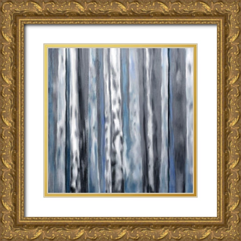 Forest of Blue Gold Ornate Wood Framed Art Print with Double Matting by Kimberly, Allen