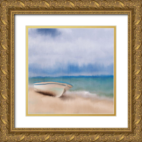 Beach Sky Gold Ornate Wood Framed Art Print with Double Matting by Kimberly, Allen
