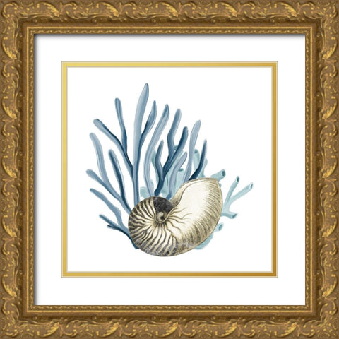 Coastal Coral 2 Gold Ornate Wood Framed Art Print with Double Matting by Kimberly, Allen