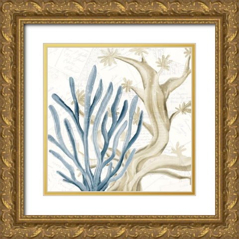 Coral Square 1 Gold Ornate Wood Framed Art Print with Double Matting by Kimberly, Allen