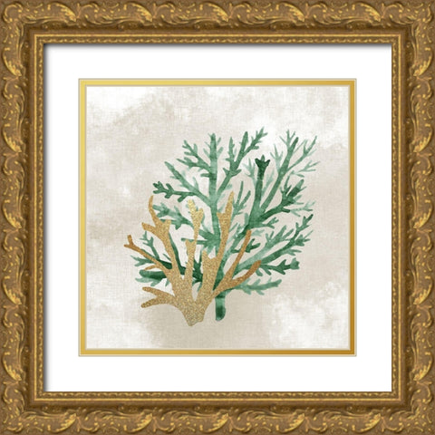 Emerald Coral 2 Gold Ornate Wood Framed Art Print with Double Matting by Kimberly, Allen