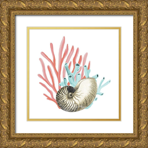 Coral Coastal 2 Gold Ornate Wood Framed Art Print with Double Matting by Kimberly, Allen