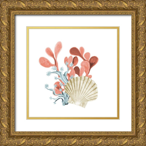 Coral Coastal 5 Gold Ornate Wood Framed Art Print with Double Matting by Kimberly, Allen