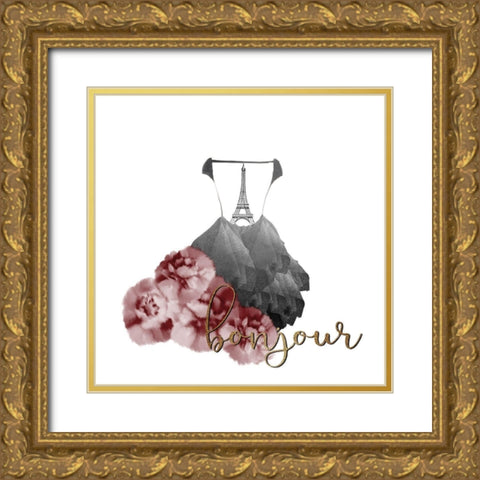 From Paris 3 in Red Gold Ornate Wood Framed Art Print with Double Matting by Kimberly, Allen