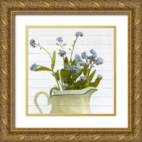 Forget ME Not Gold Ornate Wood Framed Art Print with Double Matting by Kimberly, Allen