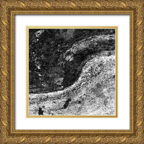 Black and White River Gold Ornate Wood Framed Art Print with Double Matting by Kimberly, Allen