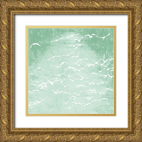 Flock 2 Gold Ornate Wood Framed Art Print with Double Matting by Kimberly, Allen