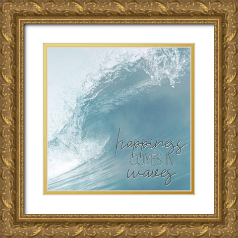 Happiness Waves Gold Ornate Wood Framed Art Print with Double Matting by Kimberly, Allen