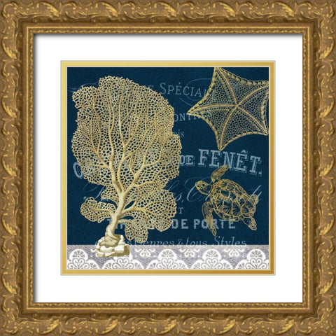 Azure Coastal 3 Gold Ornate Wood Framed Art Print with Double Matting by Kimberly, Allen