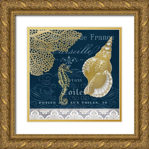 Azure Coastal 4 Gold Ornate Wood Framed Art Print with Double Matting by Kimberly, Allen