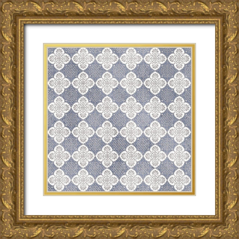 Azure Pattern 1 Gold Ornate Wood Framed Art Print with Double Matting by Kimberly, Allen