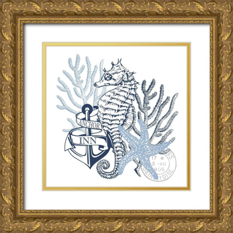 Seahorse Bay 4 Gold Ornate Wood Framed Art Print with Double Matting by Kimberly, Allen