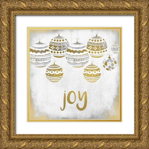 Joy Christmas Gold Ornate Wood Framed Art Print with Double Matting by Allen, Kimberly