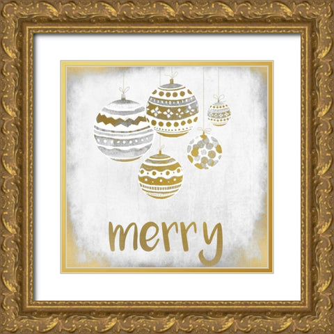 Merry Christmas ornament Gold Ornate Wood Framed Art Print with Double Matting by Allen, Kimberly