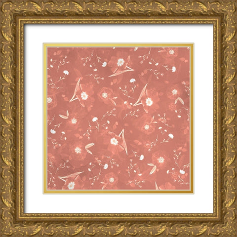 Floral Pattern 1 Gold Ornate Wood Framed Art Print with Double Matting by Kimberly, Allen